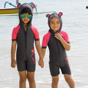 Pink Junior Children Swimwear Kids One Piece Swimsuits